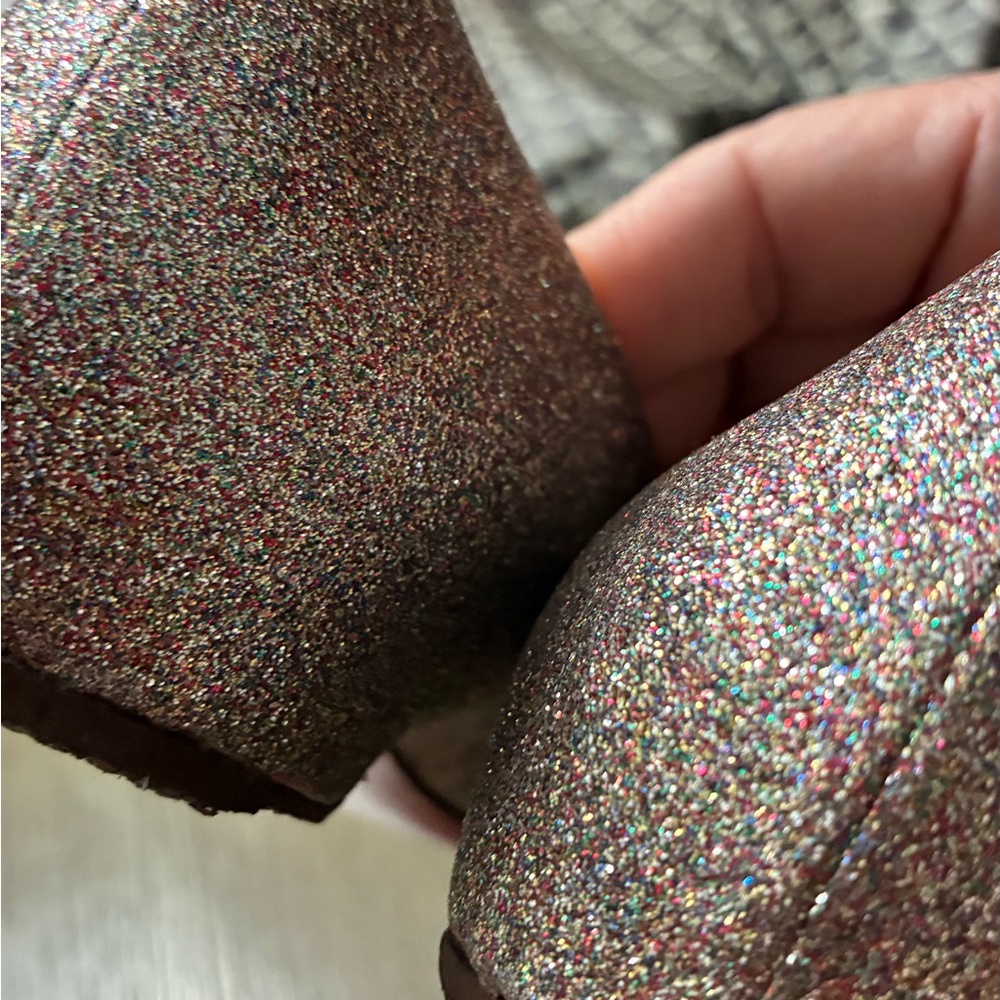 Christian Louboutin Glitter Pointed Ballet Flats in Rose Multi - Picture 10 of 11
